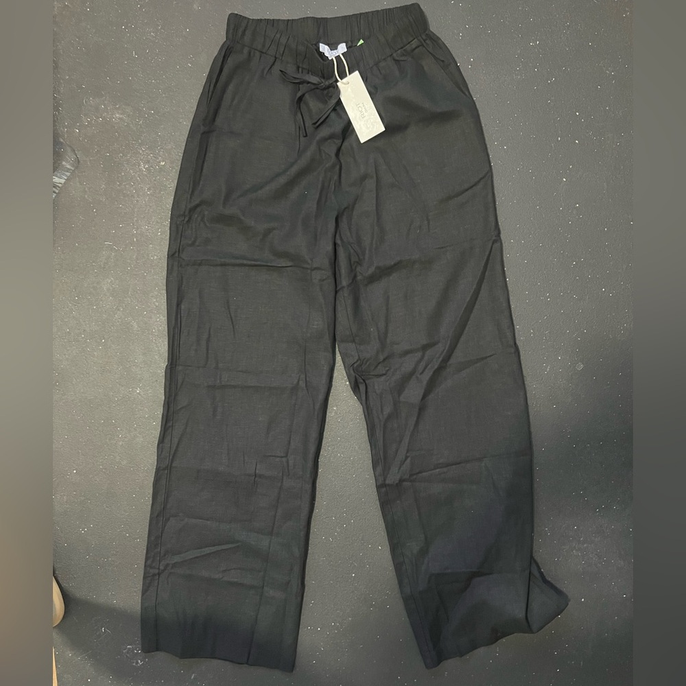 Women Linen Riot Swim NWT black pants with pockets